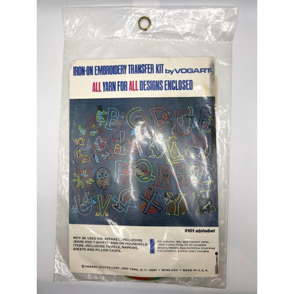 Vintage Vogart Iron-On Embroidery Kit 5101 Alphabet